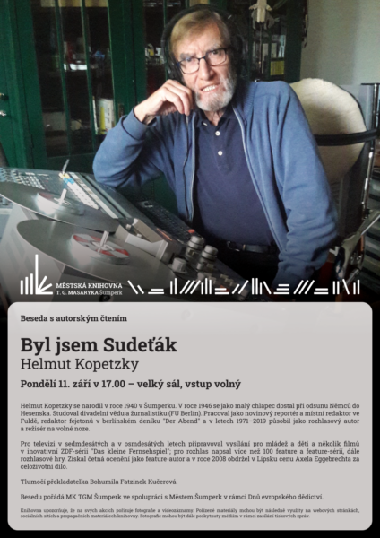 Plakát pro besedu s autorským čtením Byl jsem Sudeťák