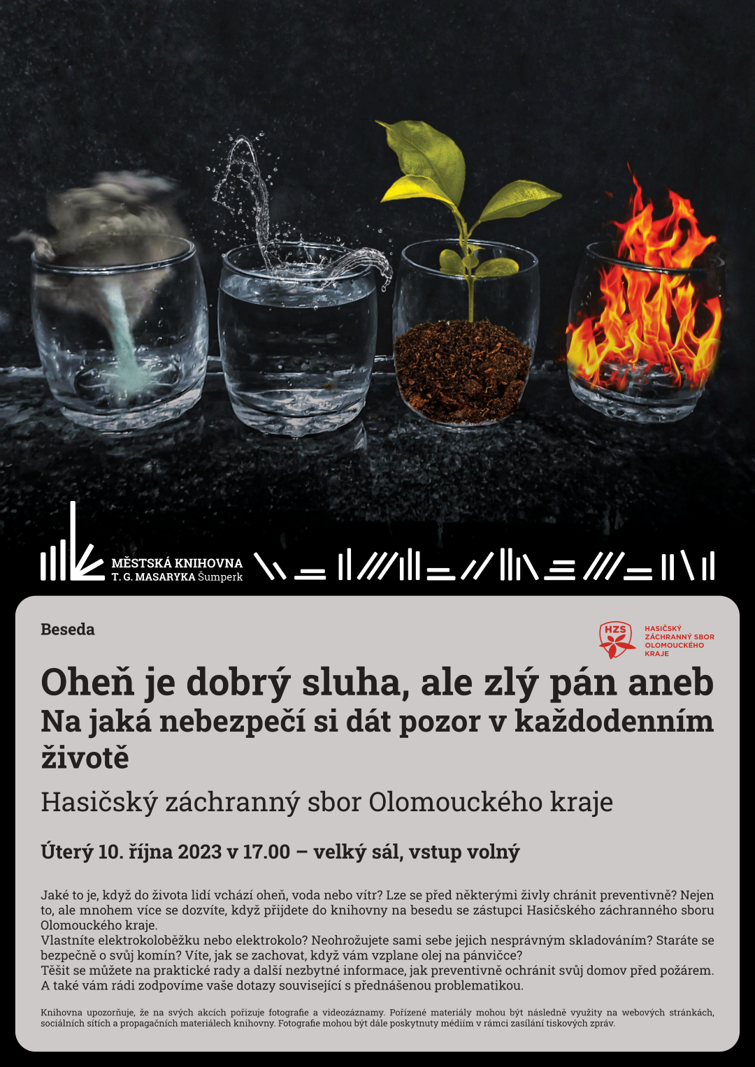 Plakát pro besedu s Hasiči