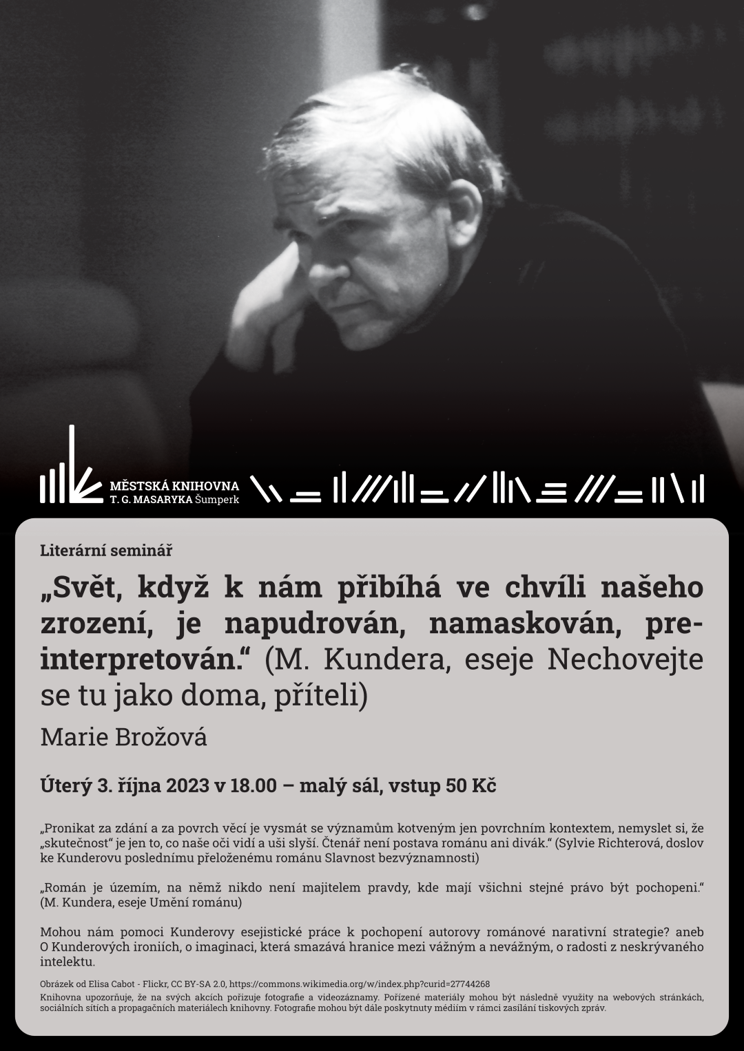 Plakát pro literární seminář Marie Brožové