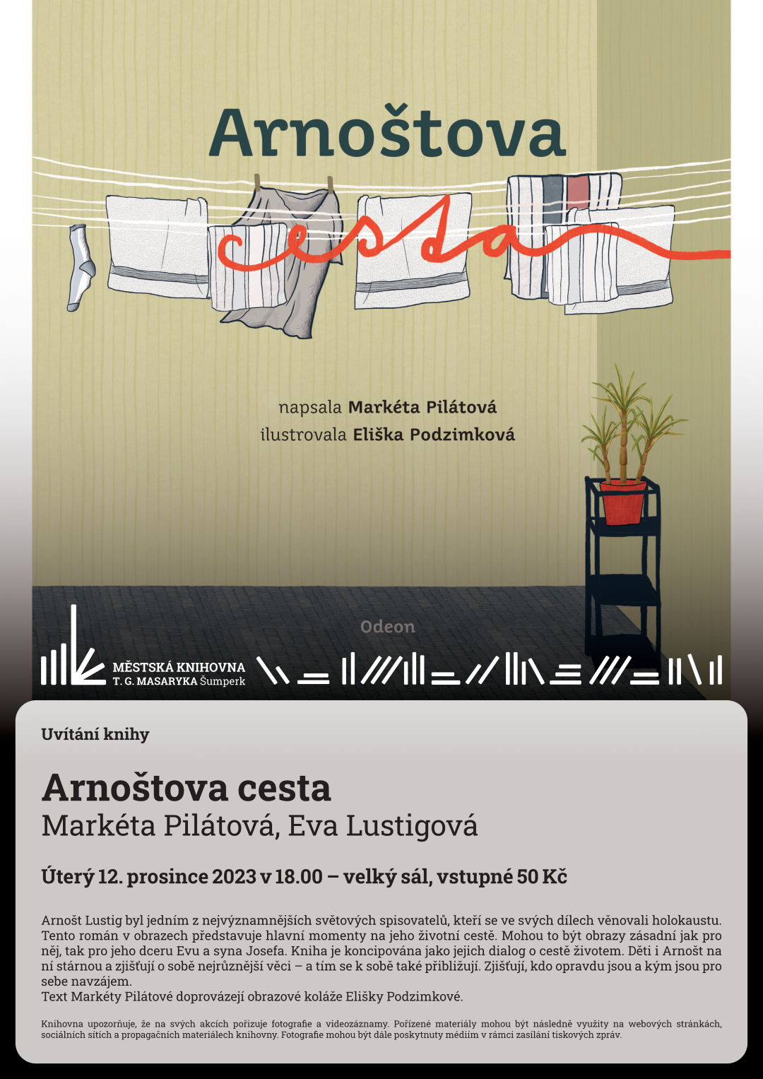 Plakát pro uvítání knihy Arnoštova Cesta od Markéty Pilátové