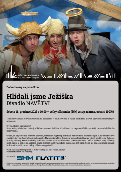 Plakát pro představení Divadla NAVĚTVI s názvem Hlídali jsme ježíška