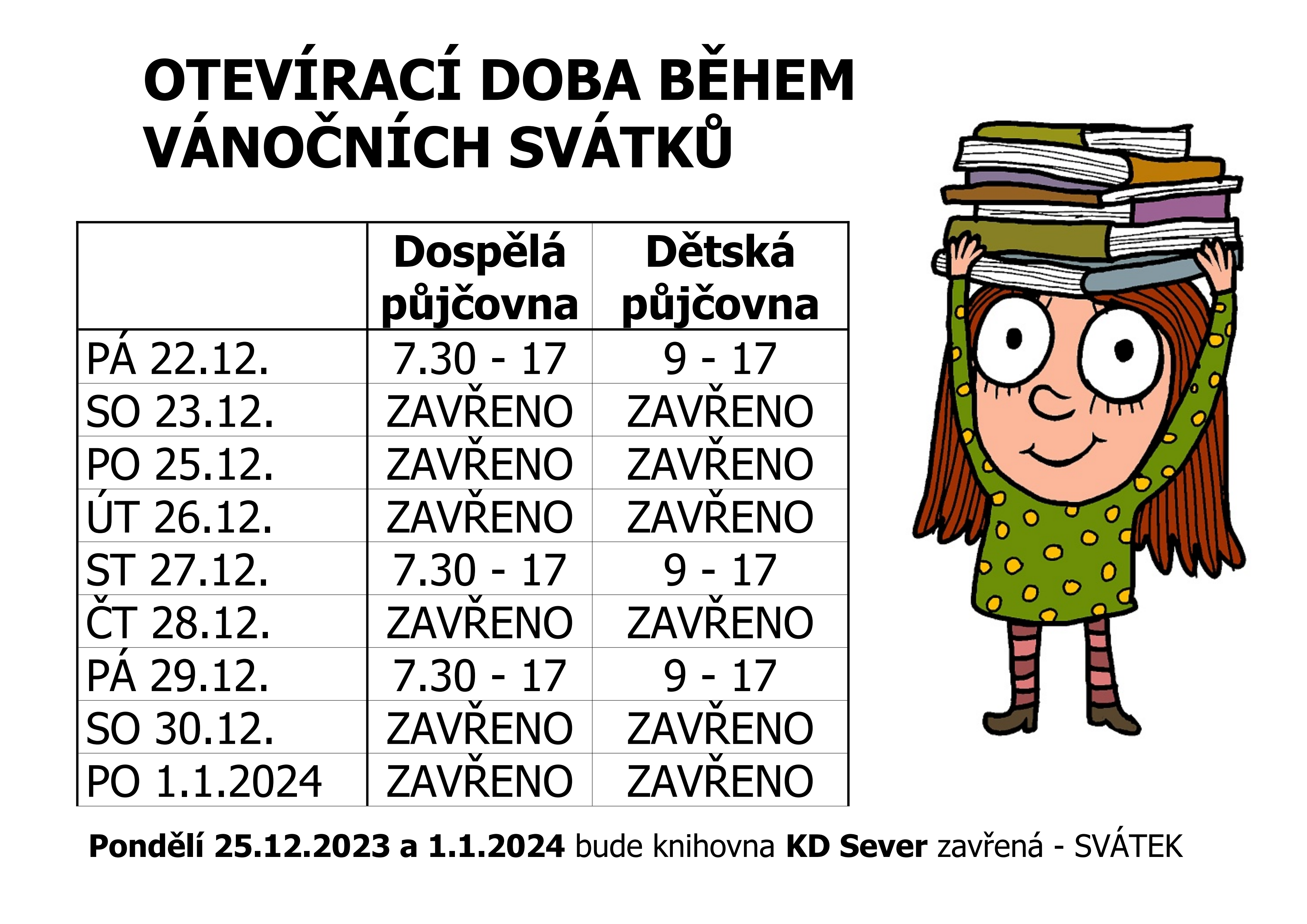 Plákátek pro otevírací dobu na vánoce 2023