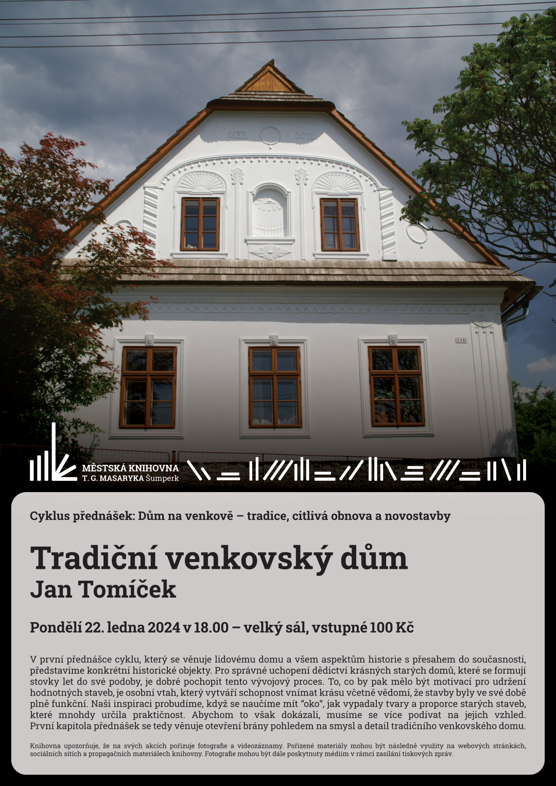 Plakát pro přednášku z cyklu dům na věnkově