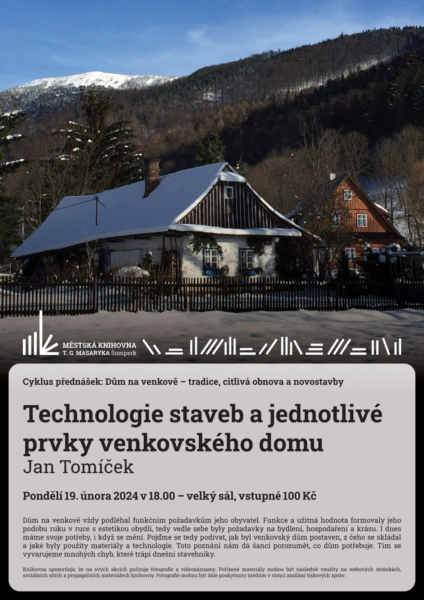 Plakát pro další díl cyklu přednášek Dům na venkově: tradice, citlivá obnova a novostavby