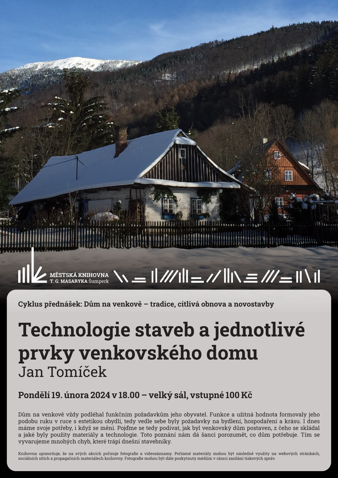 Plakát pro další díl cyklu přednášek Dům na venkově: tradice, citlivá obnova a novostavby
