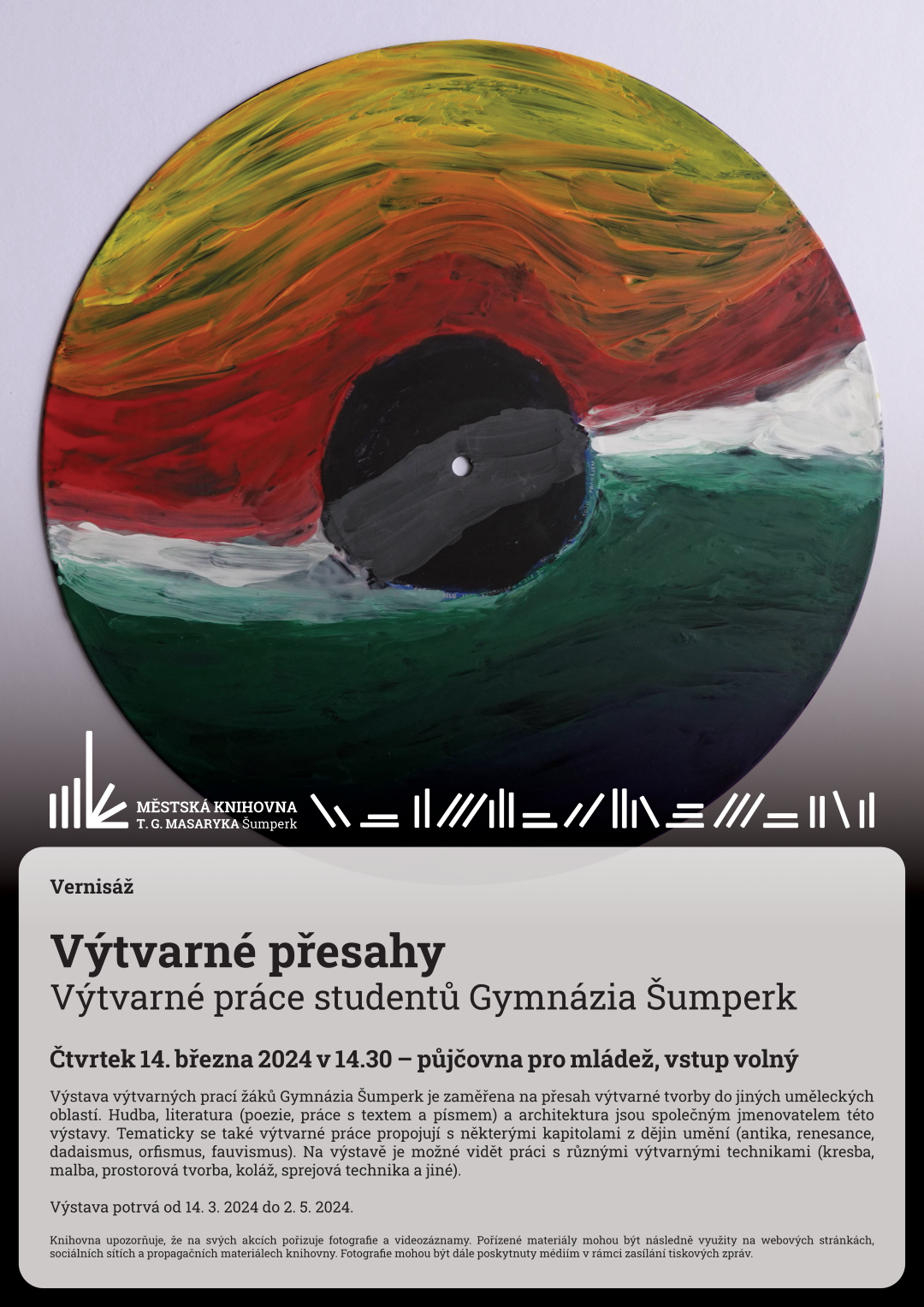 Plakát pro vernisáž výstavy výtvarné přesahy